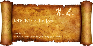 Náhlik Lajos névjegykártya